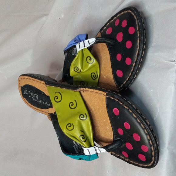 Jill Stern slides leather upper size 6 Gently worn with creative style - Picture 4 of 6